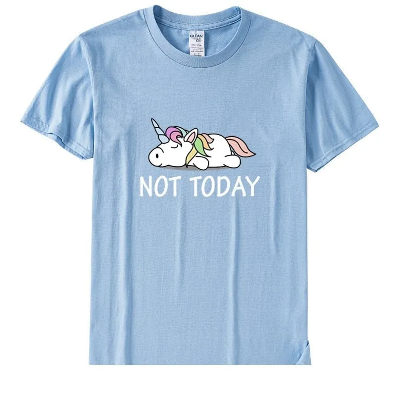 Women's Funny Not Today Unicorn Size Cotton Short Sleeve T-Shirt