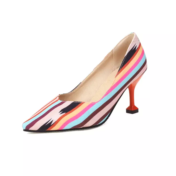 Women's Print Pointed Toe Stiletto Heel Pumps