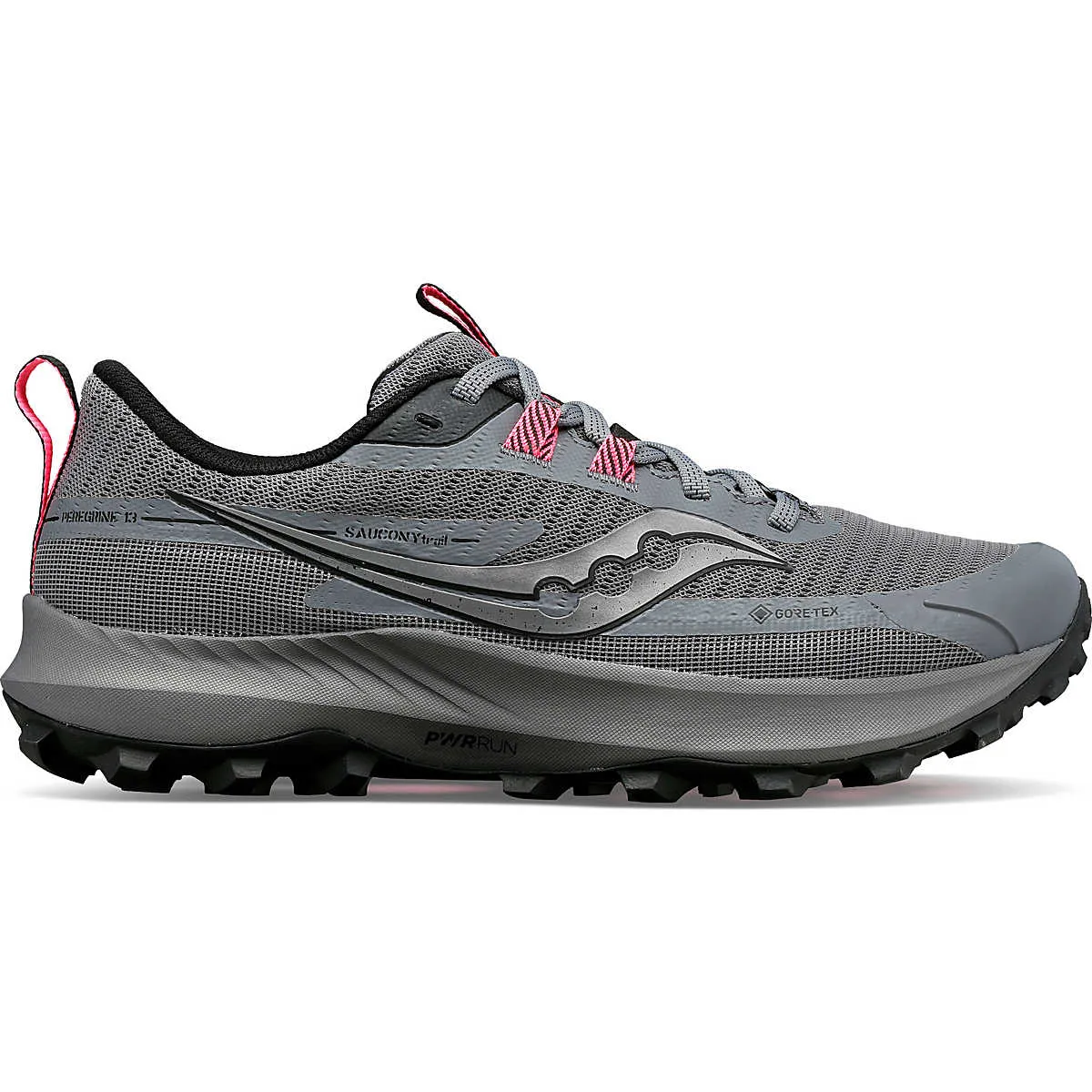 Women's Saucony Peregrine 13 GTX, Gravel/Black, 6.5 B Medium