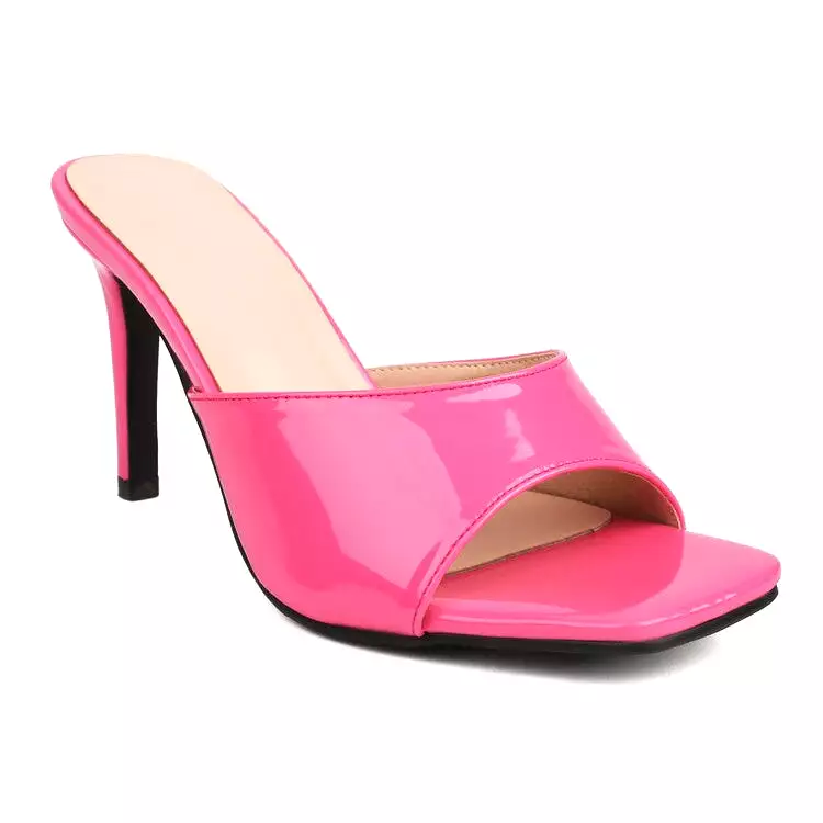 Women's Square Toe Stiletto Heel Slides Sandals