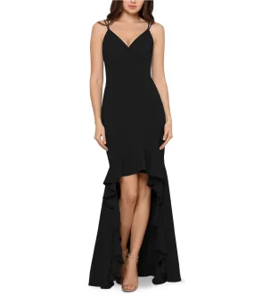 Xscape Womens Solid Flounce Gown Dress